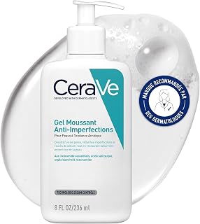 CeraVe - Gel Moussant Anti-Imperfections - Purifie la Peau en douceur et Réduit les Imperfections - Acide Salicylique, Argile Blanche, Céramides et Niacinamide - Peau à Tendance Acnéique