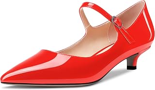 Aachcol Women's Mary Jane Kitten Low Heel Pumps Pointed Toe Slip-on Dress Shoes Party Wedding Office 3.5CM