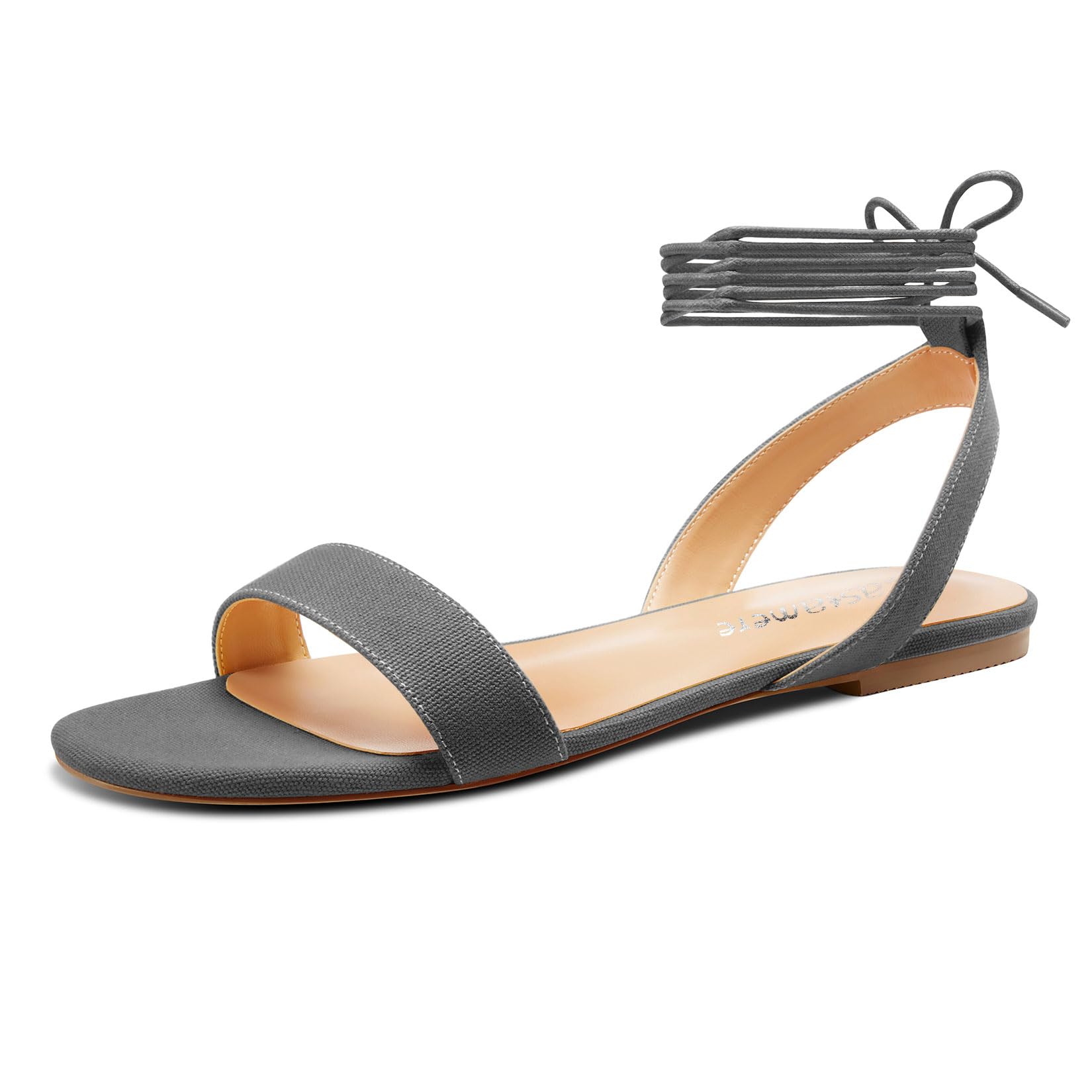 Castamere Women Low Heel Open Toe Strappy Ankle Lace-up Flat Sandals Casual Clas