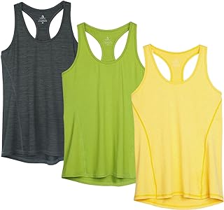 icyzone Women's Tank Top Sports Running Racerback Top Sleeveless Fitness Gym Shirt, Pack of 3