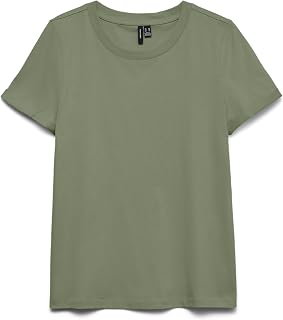 VERO MODA Basic Crewneck T-Shirt with Pleat to the Sleeves.