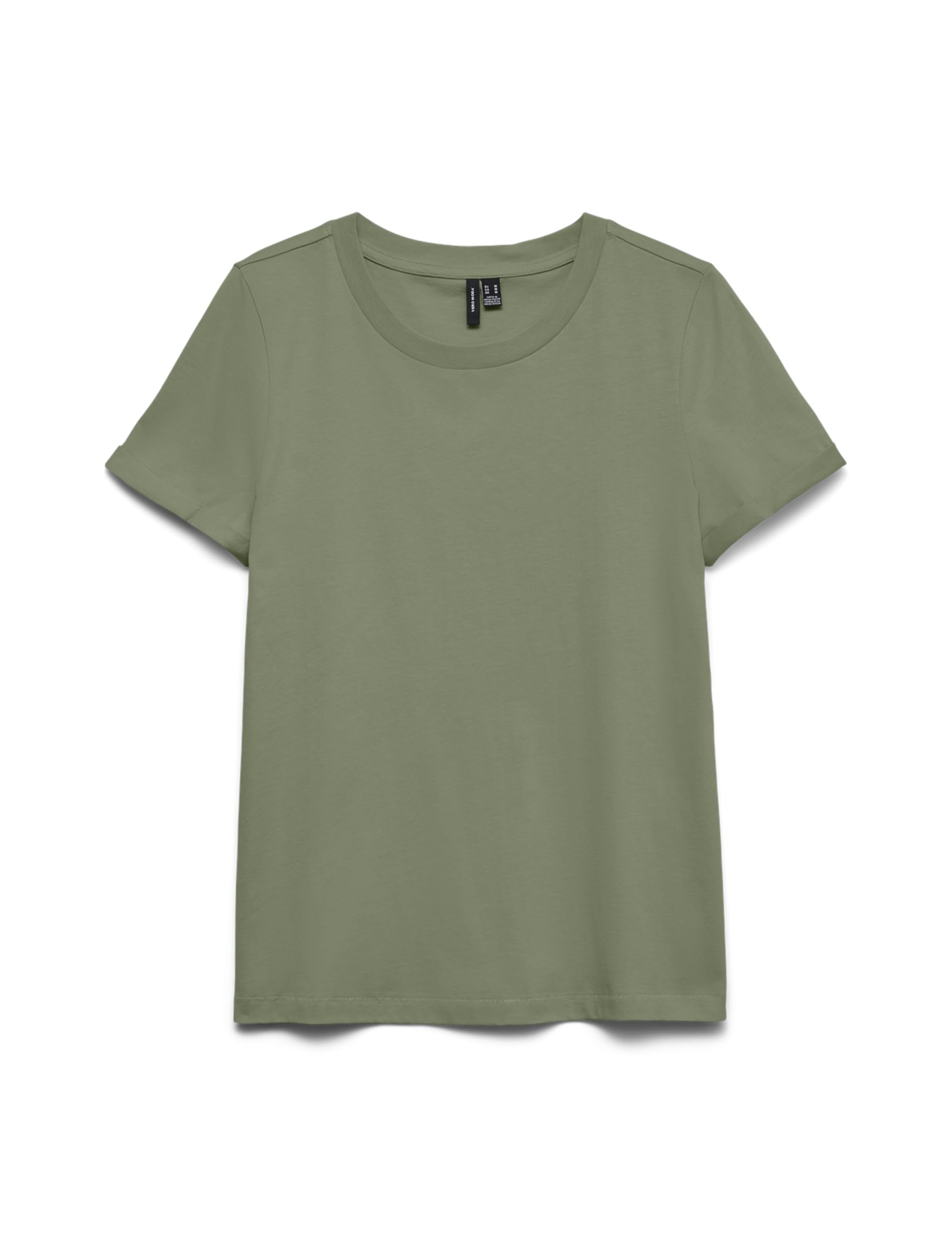 VERO MODA Basic Crewneck T-Shirt with Pleat to the Sleeves.