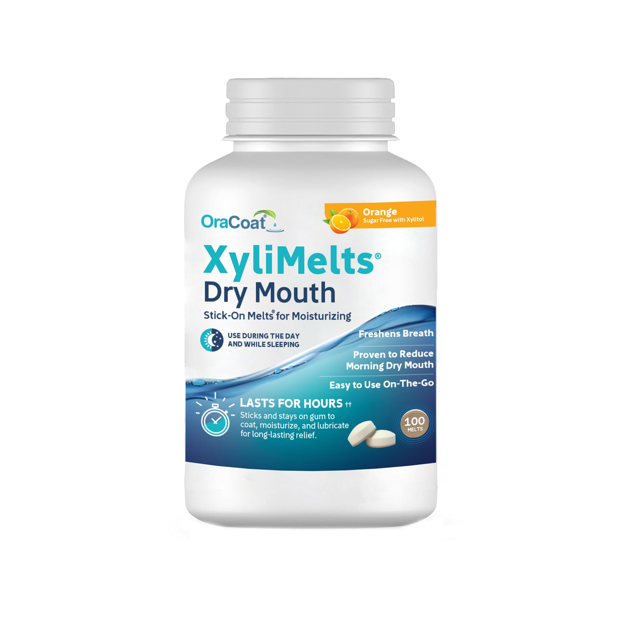 OraCoat XyliMelts for Dry Mouth Relief with Xylitol 100 Ct, Orange | Orange oral