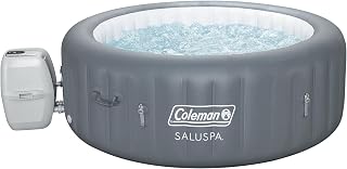 Coleman SaluSpa Energy-Efficient AirJet  4-6 Person Inflatable Hot Tub | Smart Portable Outdoor Spa, Built-in EnergySense Insulation, Freeze Shield Technology, 140 Soothing Jets, 77" x 28"