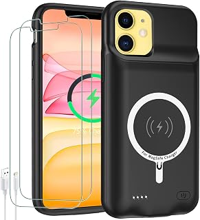 Battery Case for iPhone 11,Upgraded 10000mAh High Capacity Rechargeable Portable Protective Extended Charger Case Wireless Charging Compatible with iPhone 11 (6.1 inch) Charging Cover &Carplay (Black)