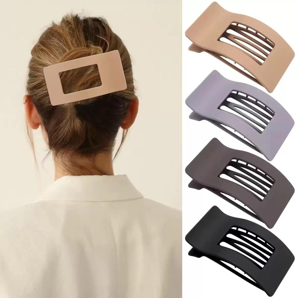 4 Pieces Large Flat Hair Clips for Women, French Concord for Thick Thin Hair, Co