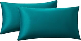 RainRoad Set of 2 Soft Velvet Decorative Throw Pillow Covers 12x20 for Couch Bed Sofa (Dark Teal, 12x20 Inch(2 Pieces)