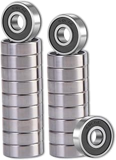 SHKI 20 Pcs 608 2RS Ball Bearings – Bearing Steel and Double Rubber Sealed Miniature Deep Groove Ball Bearings (8mm x 22mm x 7mm) (608 2RS)
