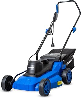 BILT HARD 15" Corded Electric Lawn Mower, 11A Motor 3300RPM Push Mower with 35L Grass Bag, 5 Height Adjustments (1"-3"), Lightweight & Foldable Handle for Small Yards