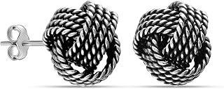 LeCalla Sterling Silver Love Knot Stud Earrings - Lightweight Italian Design Twisted Earrings for Women