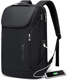 BANGE Business Smart Backpack Waterproof fit 15.7 Inch Laptop Backpack with USB Charging Port,Travel Durable Back pack, M Black