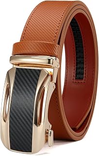 Mens Leather Ratchet Belt Casual Style Adjustable Buckle Cut To Fit