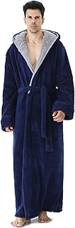 PUTUO Men's Winter Bathrobe: Fleece Winter Hooded Bathrobe for Men - Warm Microfiber Bathrobe for Men
