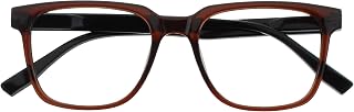 OPULIZE LEO Reading Glasses - Large Rectangular Frame - Brown - Black Temples - Men Women - Spring Hinges - R55-2 - +2.00