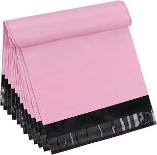 Teqooza 6.8 x 10 inch Pink Poly Mailer Envelopes Shipping Bags, Pack of 50 | Waterproof and Tear-Proof Postal Bags with Self Adhesive Strip