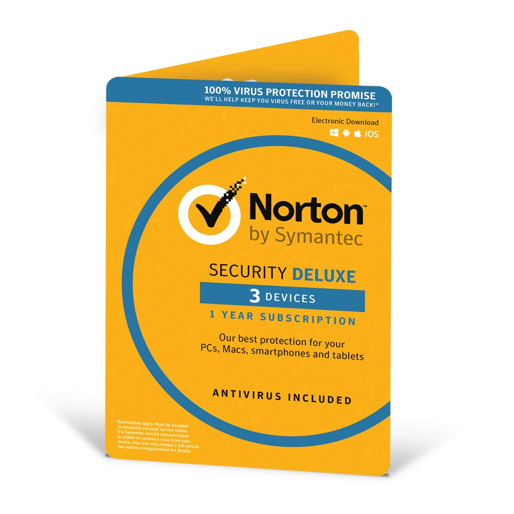 Norton Security Deluxe 2019 | 3 Devices | 1 Year | Antivirus Included | PC/Mac/i