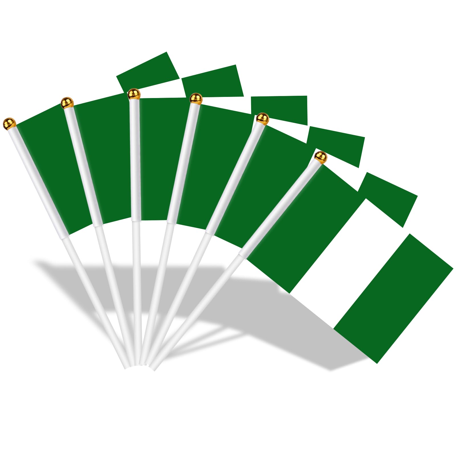 AhfuLife Nigeria Stick Flags 21 x 14cm for Decorations, 15Pcs Nigeria Stick Flag