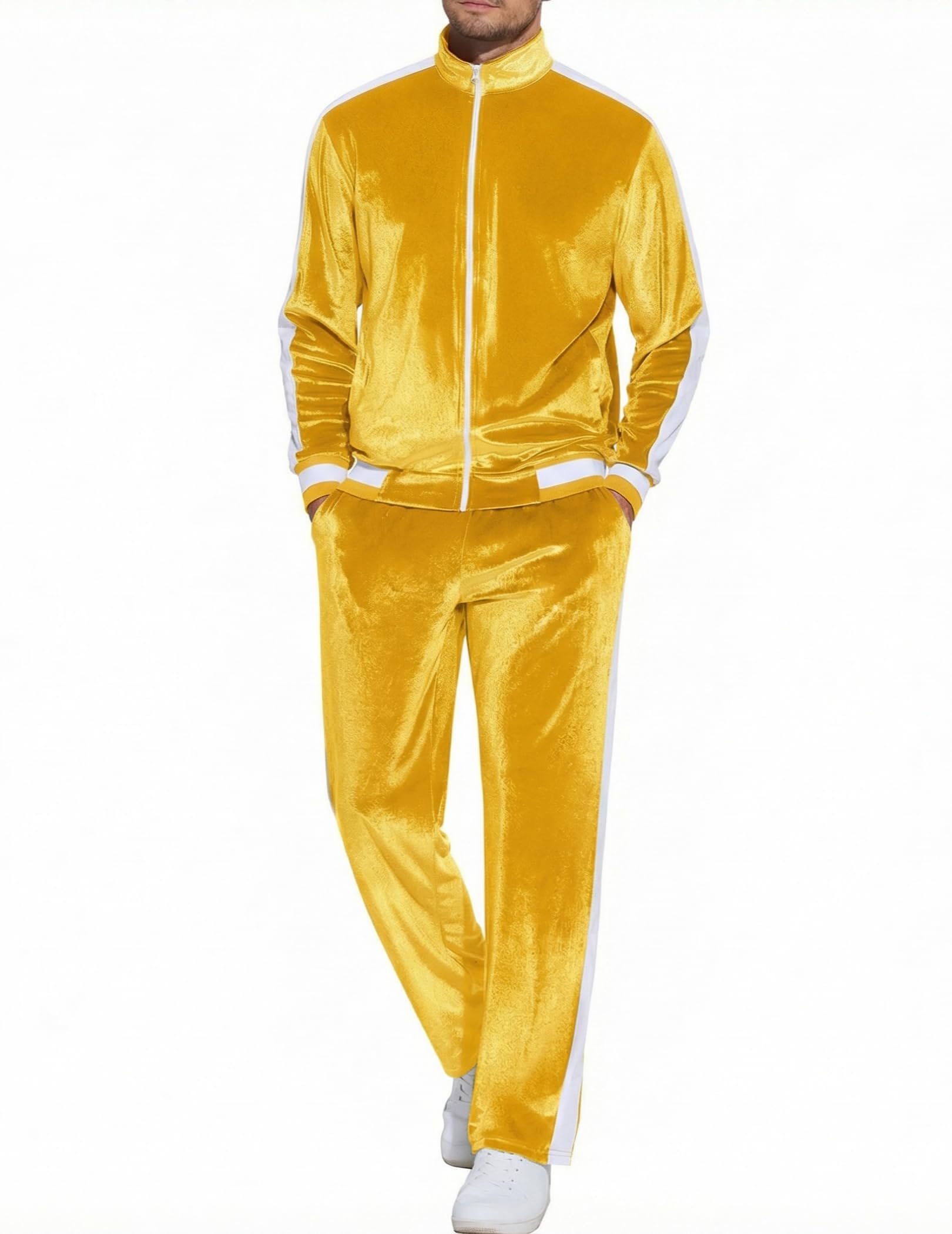 COOFANDY Mens Velour Tracksuit Velvet Sweatsuit Jogging Suits 2 Piece Set Full Z