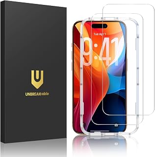 UNBREAKcable 2-Pack Screen Protector for iPhone 17 Pro Max Tempered Glass | Military Grade Shatterproof, 9H+ Hardness, 99.99% HD Clear, Bubble-Free, Easy Installation Frame, for iPhone 17 Pro Max