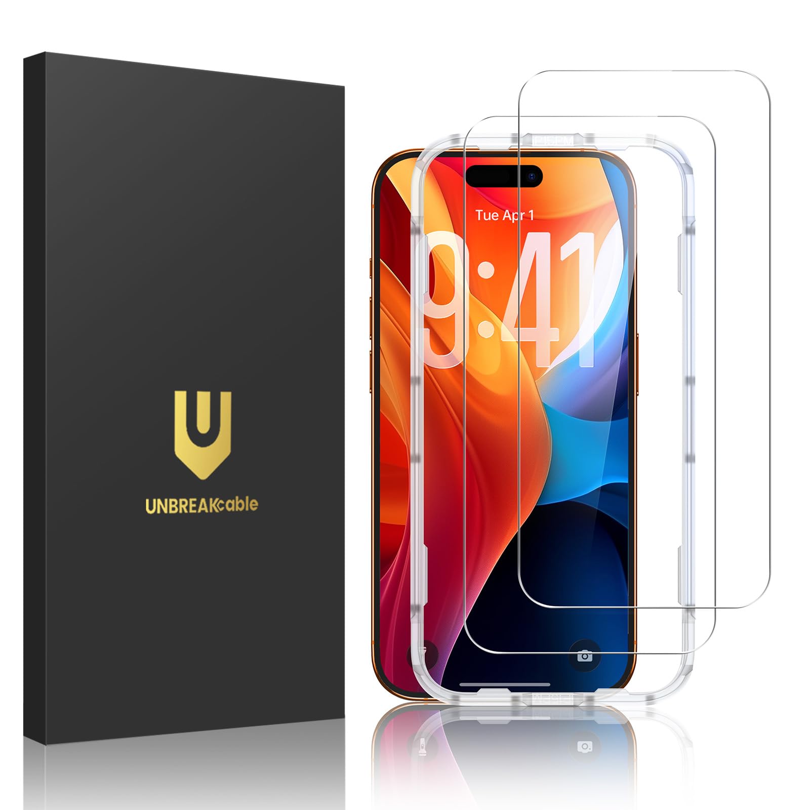 UNBREAKcable 2-Pack Screen Protector for iPhone 17 Pro Max Tempered Glass | Mili