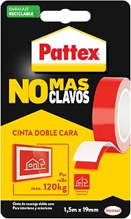 Pattex No More Nails Tape, Adhesive Tape for Permanent Applications, Extra | Max. 120 kg per roll, multi-material, high holding capacity and adhesion, suitable for indoor/outdoor, home use