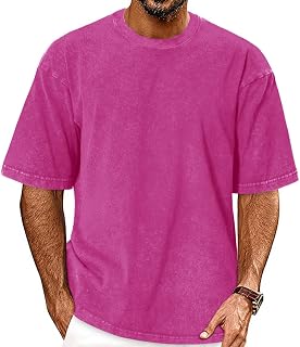 Oversized Tshirts for Men Short Sleeve Vintage Washed Basic Loose Tees