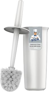 MR.SIGA Toilet Bowl Brush and Holder for Bathroom, White, 1 Pack | Toilet brush and holder set, compact plastic toilet brush, toilet bowl cleaner brush, space saving