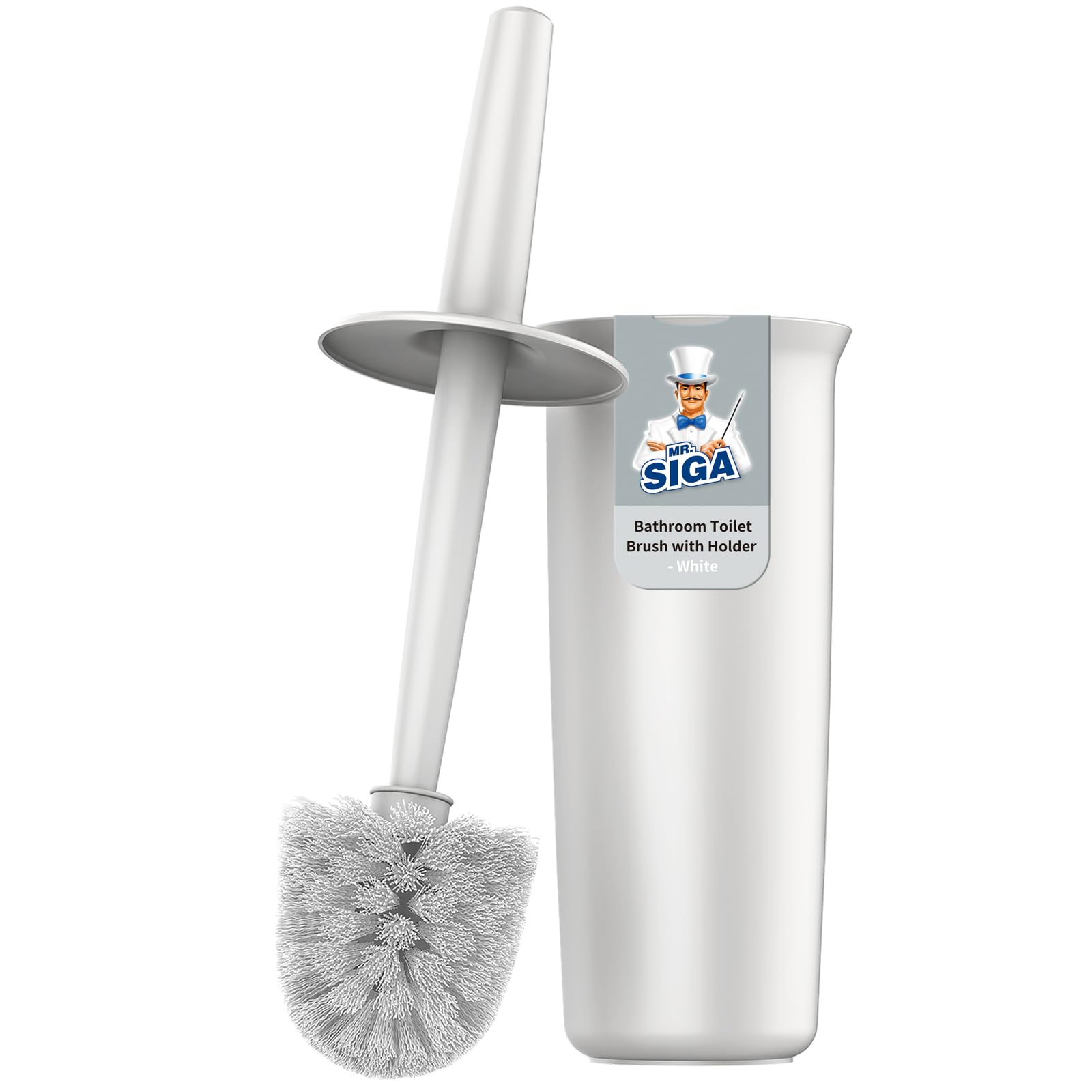 MR.SIGA Toilet Bowl Brush and Holder for Bathroom, White, 1 Pack | Toilet brush 
