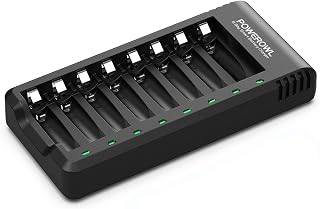 POWEROWL 8 Bay AA AAA Battery Charger, USB High-Speed Charging, Independent Slot, for Ni-MH Rechargeable Batteries, No Adapter