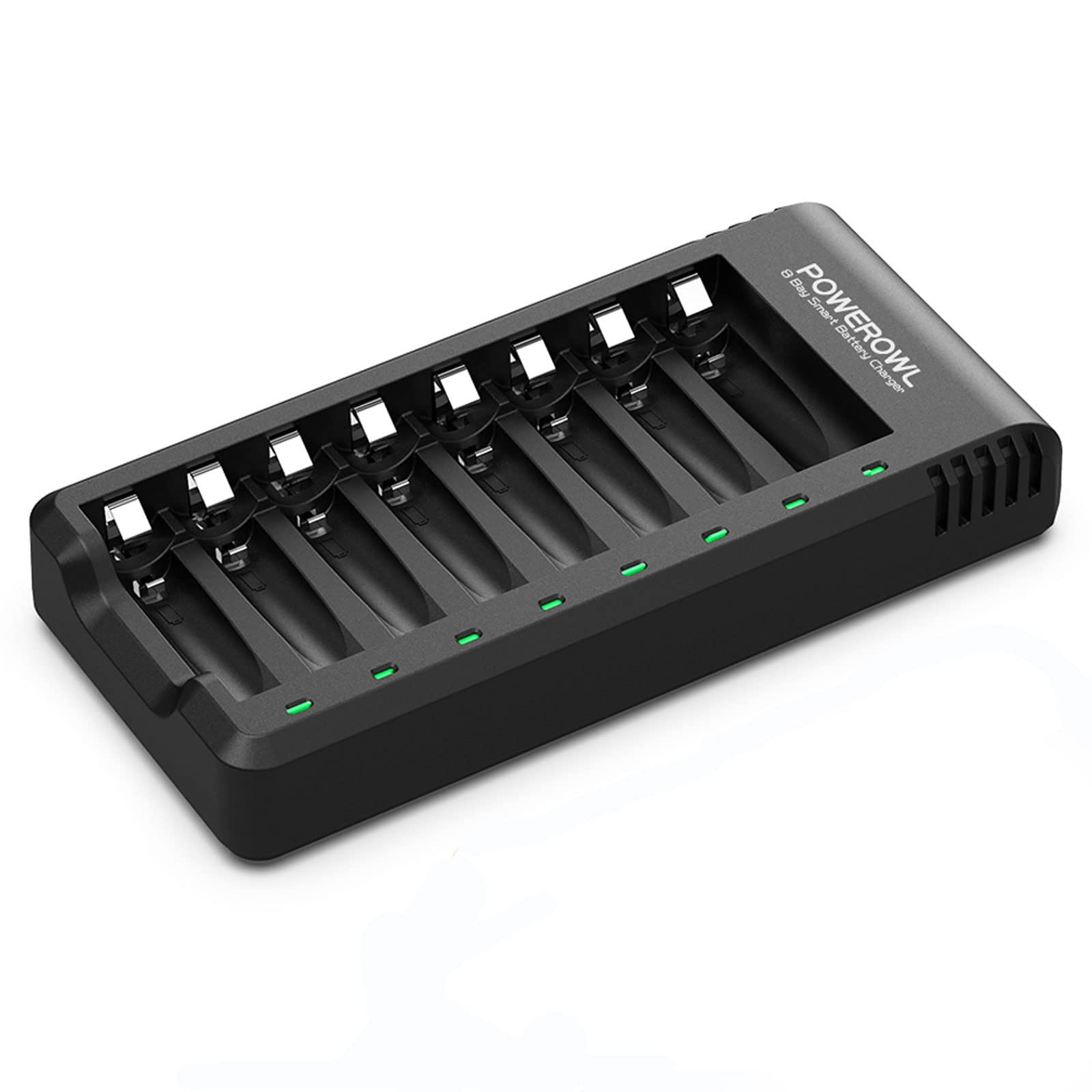 POWEROWL 8 Bay AA AAA Battery Charger, USB High-Speed Charging, Independent Slot