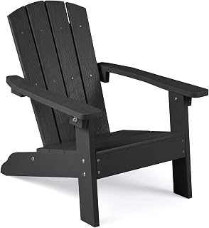 GIANTEX Kids Adirondack Chair for Age 3-8, Black | All-Weather HIPS Children's Outdoor Chair w/Ergonomic Design, Toddler Lawn Chairs, Kids Beach Chair for Garden Patio Backyard