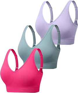 Women's Wireless Supportive Bras, V Neck Convertible Straps Wireless Padded