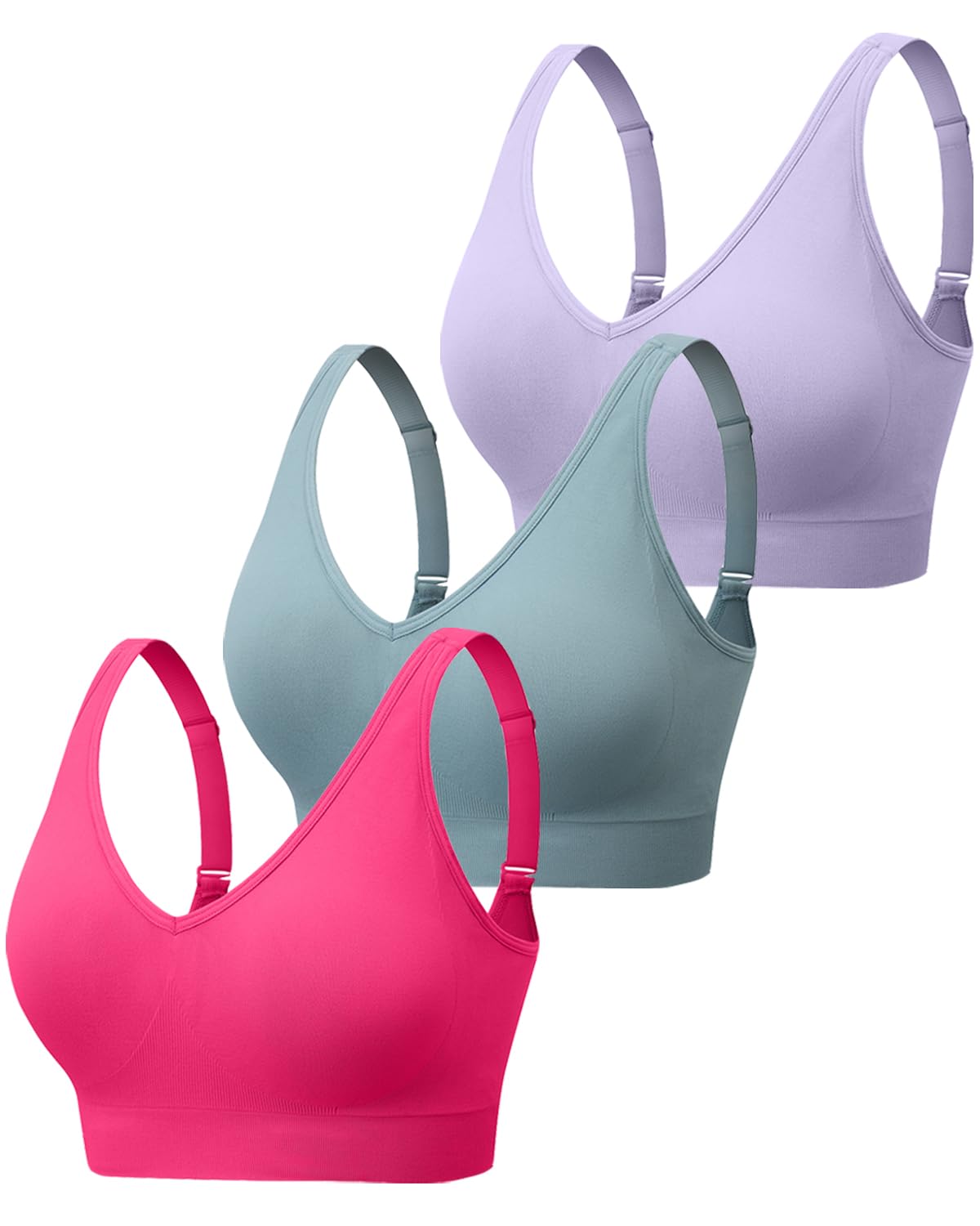 Women's Wireless Supportive Bras, V Neck Convertible Straps Wireless Padded