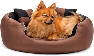 lionto Dog Bed 4-in-1 with Reversible Cushion, 65 x 50 cm, Black