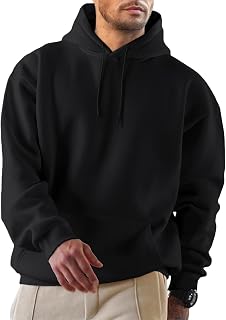 JMIERR Men's Hooded Sweatshirt Leisure Sweater with Pockets 2024 Winter Warm Long Sleeves Drawstring Sweatshirt Men Cotton Hoodie