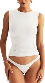 Eachyes Womens Double Lined Racerback Tank Tops High Neck Sleeveless Tops
