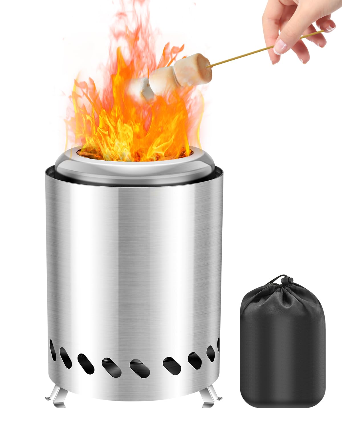 Saker Tabletop Fire Pit, 2026 Upgraded Stainless Steel Smokeless Portable Fire P