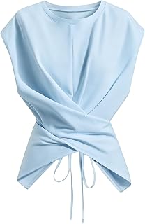 Verdusa Women's T Shirts Asymmetrical Wrap Top