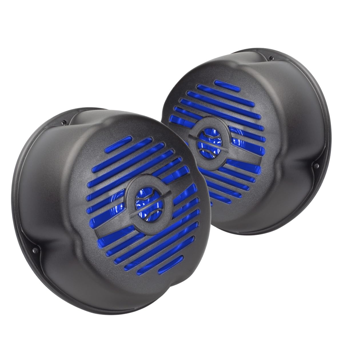 5” Water Resistant Surface Mount Speakers with Blue LED Lights for Marine, RVs, 