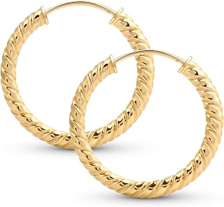 Amberta Allure Women 9ct Gold Twisted Hoop Earrings