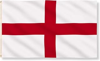 England St George’s Cross Flag 3ft x 2ft with Brass Eyelets – Large Polyester English Flag Banner for FIFA World Cup Football, Rugby Supporters and Indoor Outdoor Home & Garden Display