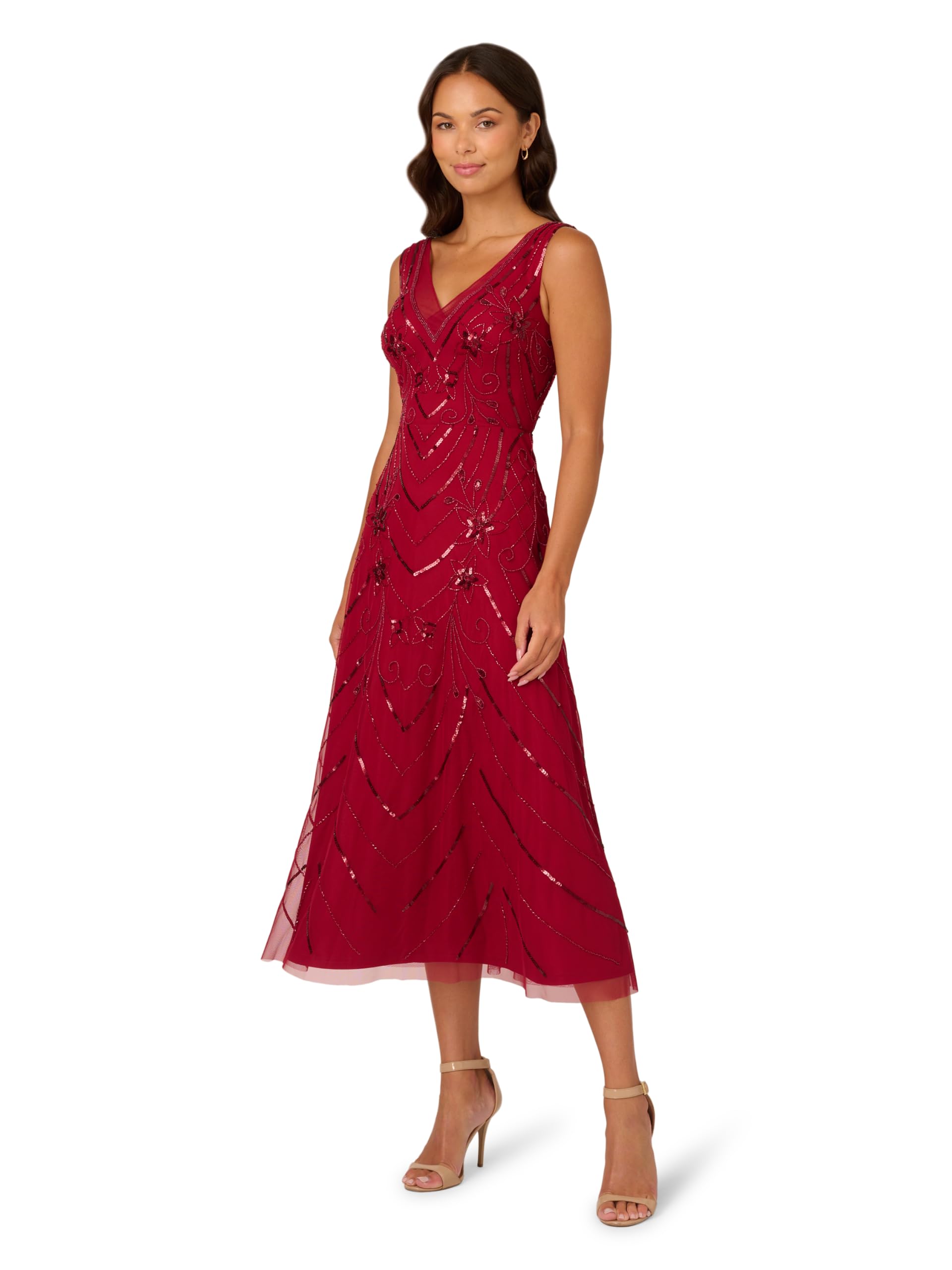 Adrianna Papell Beaded Mesh Dress