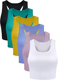 Basic Tank Tops Sleeveless Racerback Sports Crop Tops for Women Girls Everyday Wear 6 Pack