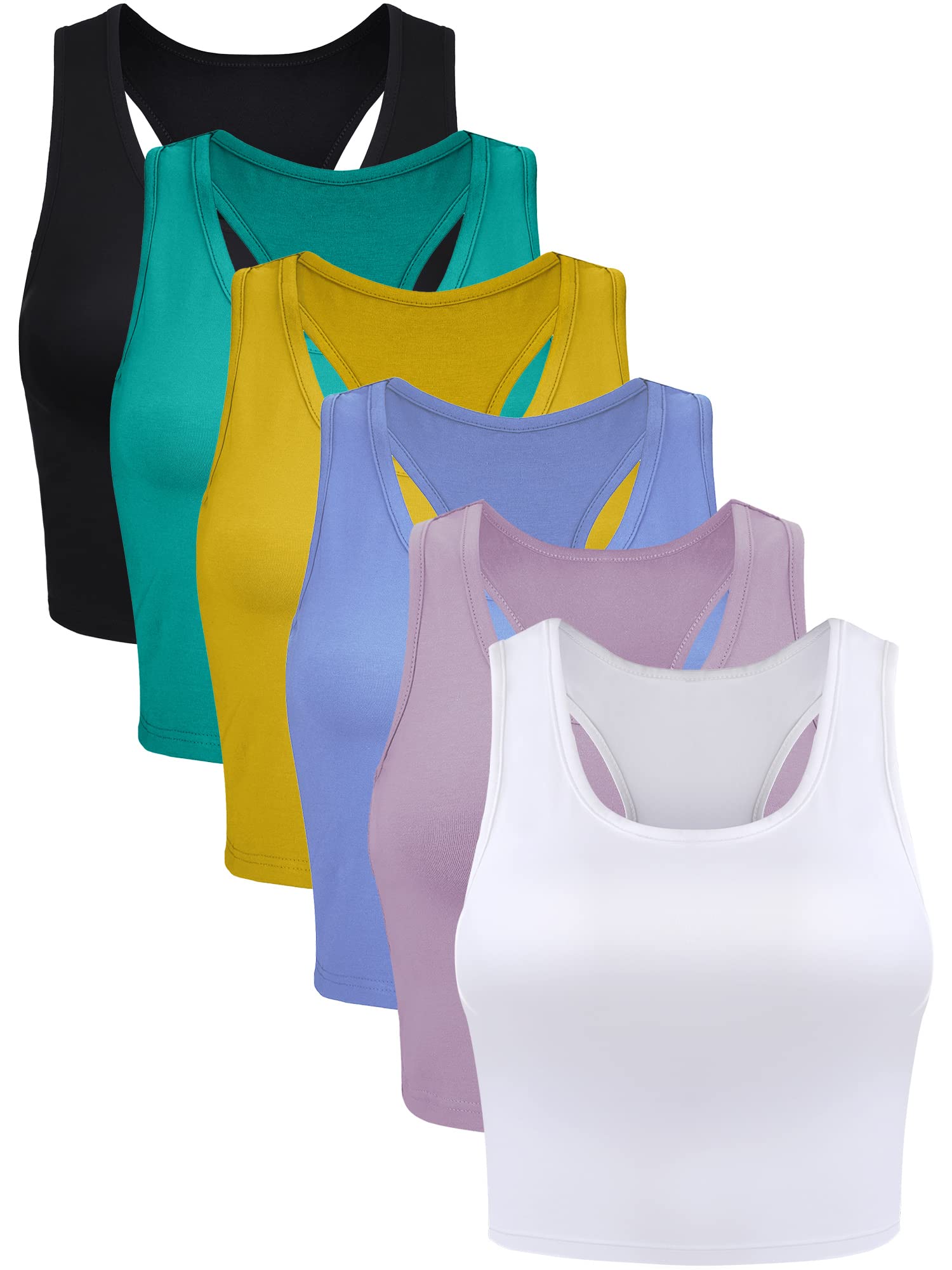 Basic Tank Tops Sleeveless Racerback Sports Crop Tops for Women Girls Everyday W
