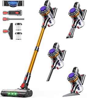 KQAHA Cordless Vacuum Cleaner, 600W 50KPA Vacuum Cleaners for Home, 65Mins Stick Vacuum Cordless with Self-Standing, LED Display & Anti-Tangle, Lightweight Wireless Vacuum for Pet Hair/Carpets/Floors