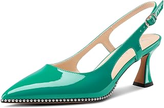 NobleOnly Women's Closed Toe Pointed Toe Medium Kitten Heel Slingback Pumps Buckle Closure Dress Casual Slip-on Shoes 6.5 CM Heels