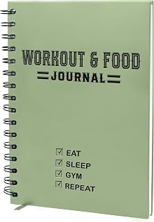Nextnoid Hardcover Fitness & Food Journal - Workout & Meal Planner Notebook for Men & Women - A5 Sturdy Food Log Journal to Track Diet, Gym & Home Workouts - Green