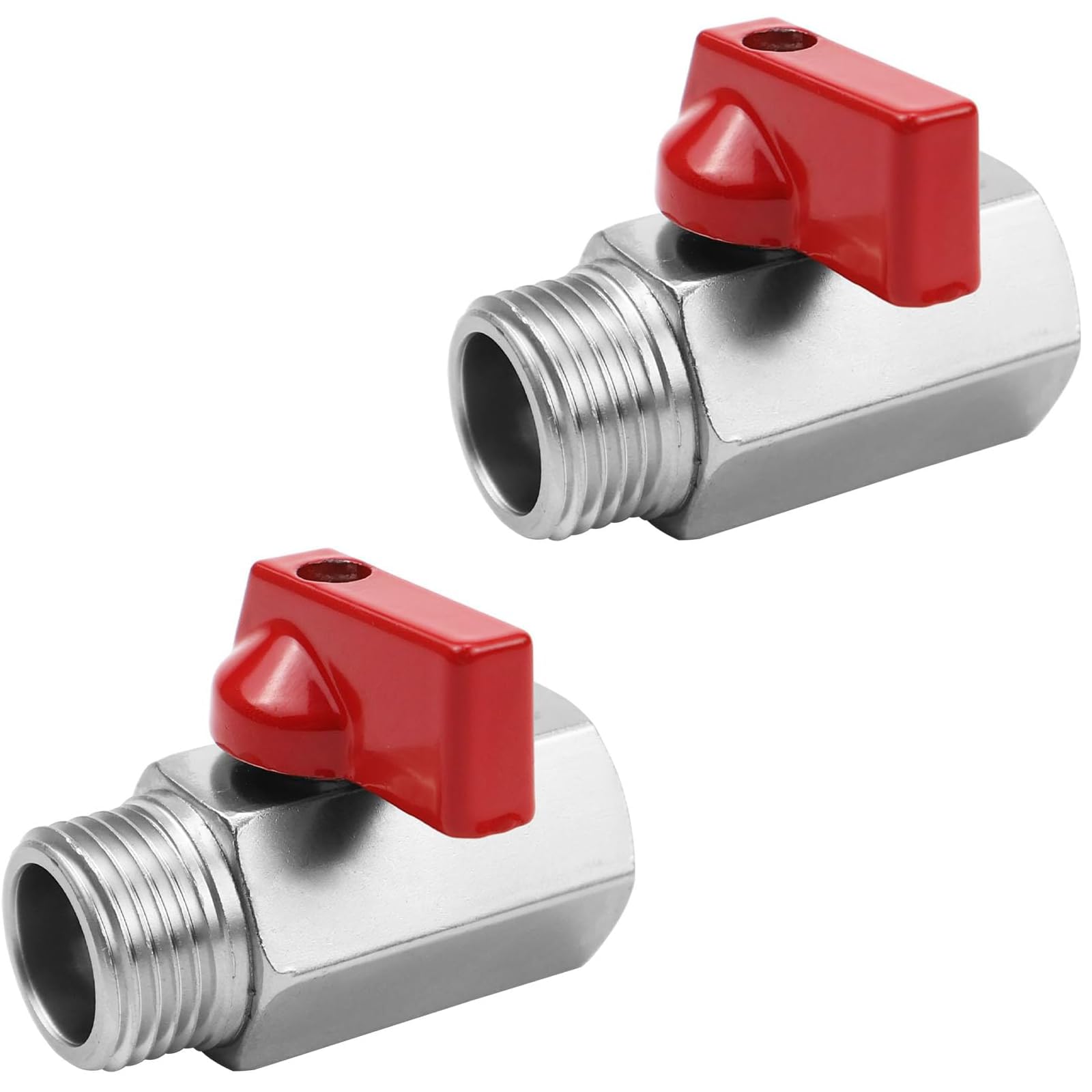 2 x 1/2" Mini Ball Valve 1/2" Hose Connector