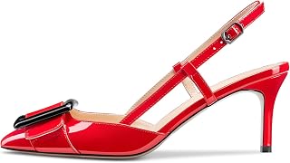 Castamere Women's Stiletto Mid Heel Pointed Toe Slip-On Pumps Slingback Bow Tie Dress Wedding Party Sandals 6.5 cm Heels