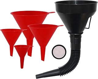 Plastic Oil Funnels for Automotive Use Set of 5, Large Flexible Fuel Funnel with Long Hose for Gas Transfer,Wide Mouth Gasoline Funnels for Cars Boat Canning and Bottle